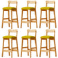 Scandinavian Wood Stool Fabric Upholstered Seat Counter Stool in Matte Finish Green 6 Piece Set Clearhalo 'Bar Furniture' 'Bar Stools' 'bar_stools' 'furn' 'furn_bar_stools' 'Furniture' 'Kitchen & Dining Furniture' 5863901