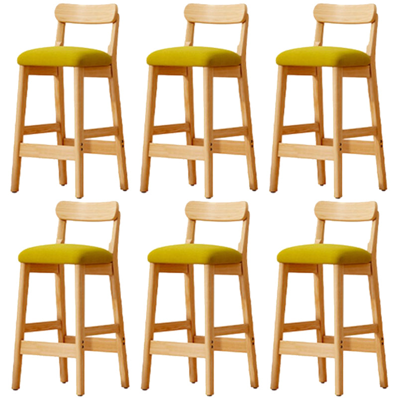 Scandinavian Wood Stool Fabric Upholstered Seat Counter Stool in Matte Finish Green 6 Piece Set Clearhalo 'Bar Furniture' 'Bar Stools' 'bar_stools' 'furn' 'furn_bar_stools' 'Furniture' 'Kitchen & Dining Furniture' 5863901