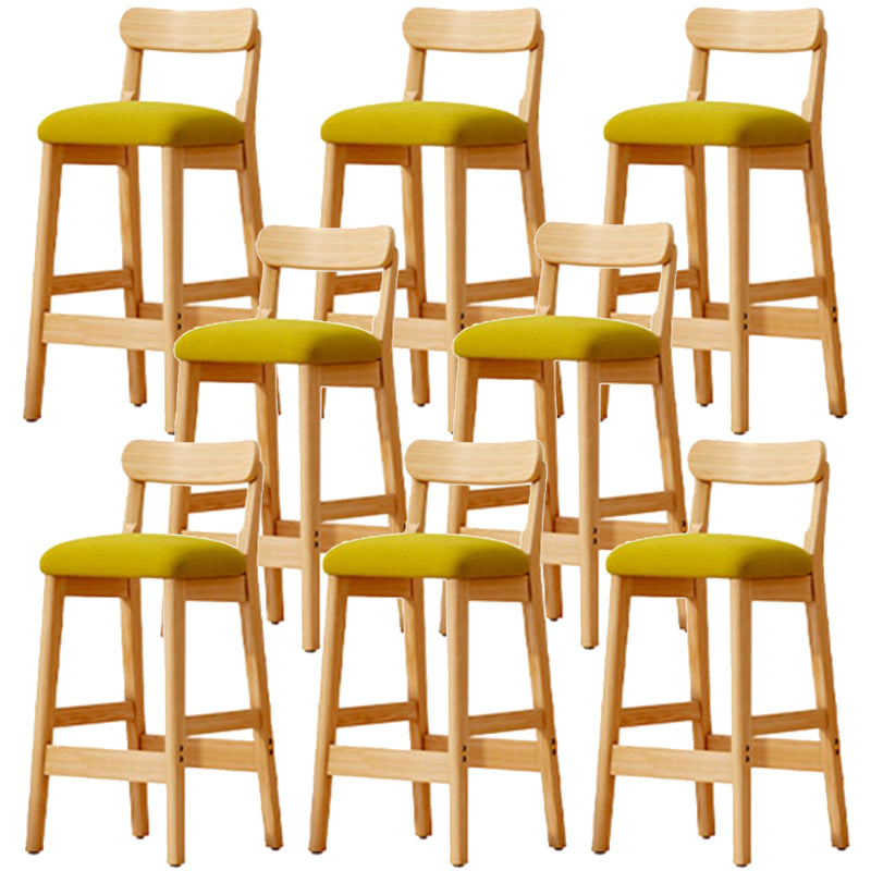 Scandinavian Wood Stool Fabric Upholstered Seat Counter Stool in Matte Finish Green 8 Piece Set Clearhalo 'Bar Furniture' 'Bar Stools' 'bar_stools' 'furn' 'furn_bar_stools' 'Furniture' 'Kitchen & Dining Furniture' 5863903