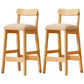 Scandinavian Wood Stool Fabric Upholstered Seat Counter Stool in Matte Finish Khaki 2 Piece Set Clearhalo 'Bar Furniture' 'Bar Stools' 'bar_stools' 'furn' 'furn_bar_stools' 'Furniture' 'Kitchen & Dining Furniture' 5863905