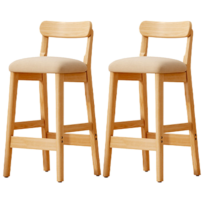 Scandinavian Wood Stool Fabric Upholstered Seat Counter Stool in Matte Finish Khaki 2 Piece Set Clearhalo 'Bar Furniture' 'Bar Stools' 'bar_stools' 'furn' 'furn_bar_stools' 'Furniture' 'Kitchen & Dining Furniture' 5863905