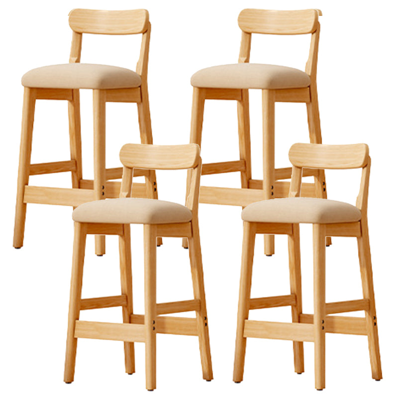 Scandinavian Wood Stool Fabric Upholstered Seat Counter Stool in Matte Finish Khaki 4 Piece Set Clearhalo 'Bar Furniture' 'Bar Stools' 'bar_stools' 'furn' 'furn_bar_stools' 'Furniture' 'Kitchen & Dining Furniture' 5863907