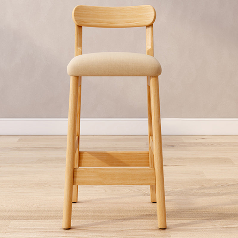 Scandinavian Wood Stool Fabric Upholstered Seat Counter Stool in Matte Finish Khaki 1 Piece Clearhalo 'Bar Furniture' 'Bar Stools' 'bar_stools' 'furn' 'furn_bar_stools' 'Furniture' 'Kitchen & Dining Furniture' 5863908