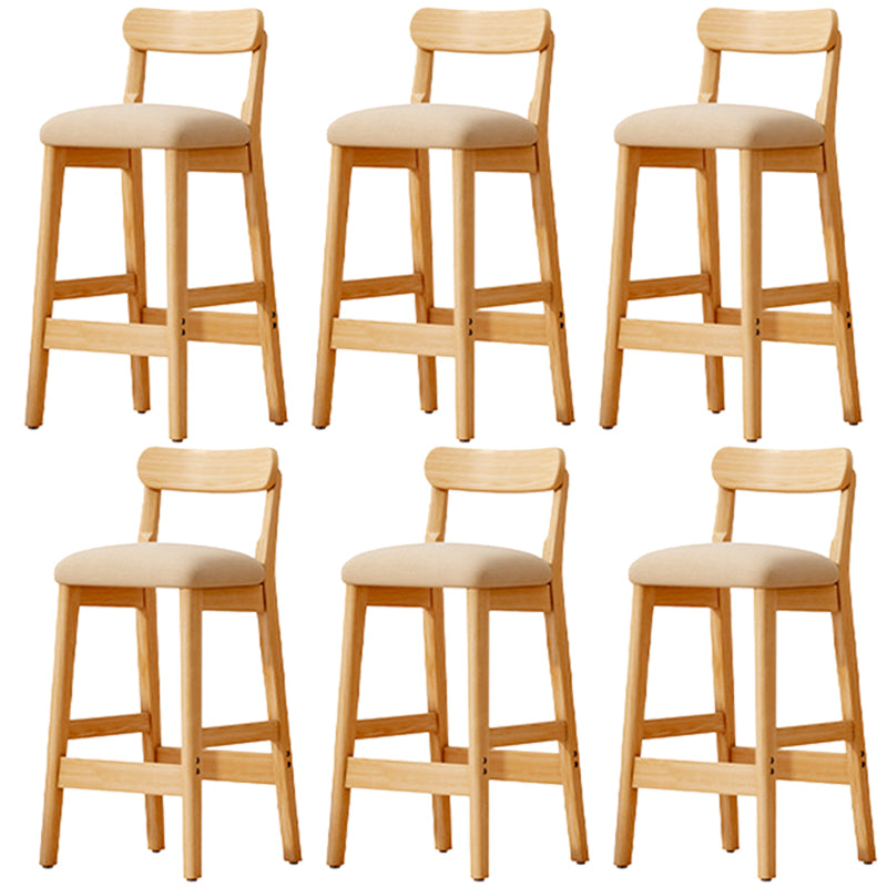 Scandinavian Wood Stool Fabric Upholstered Seat Counter Stool in Matte Finish Khaki 6 Piece Set Clearhalo 'Bar Furniture' 'Bar Stools' 'bar_stools' 'furn' 'furn_bar_stools' 'Furniture' 'Kitchen & Dining Furniture' 5863909