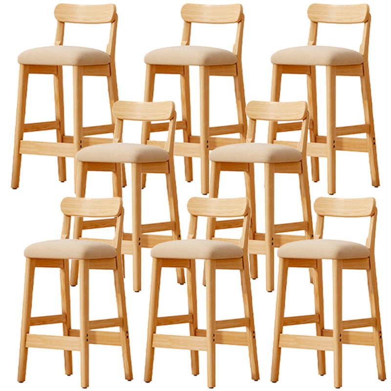 Scandinavian Wood Stool Fabric Upholstered Seat Counter Stool in Matte Finish Khaki 8 Piece Set Clearhalo 'Bar Furniture' 'Bar Stools' 'bar_stools' 'furn' 'furn_bar_stools' 'Furniture' 'Kitchen & Dining Furniture' 5863910