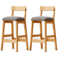 Scandinavian Wood Stool Fabric Upholstered Seat Counter Stool in Matte Finish Smoke Gray 2 Piece Set Clearhalo 'Bar Furniture' 'Bar Stools' 'bar_stools' 'furn' 'furn_bar_stools' 'Furniture' 'Kitchen & Dining Furniture' 5863912