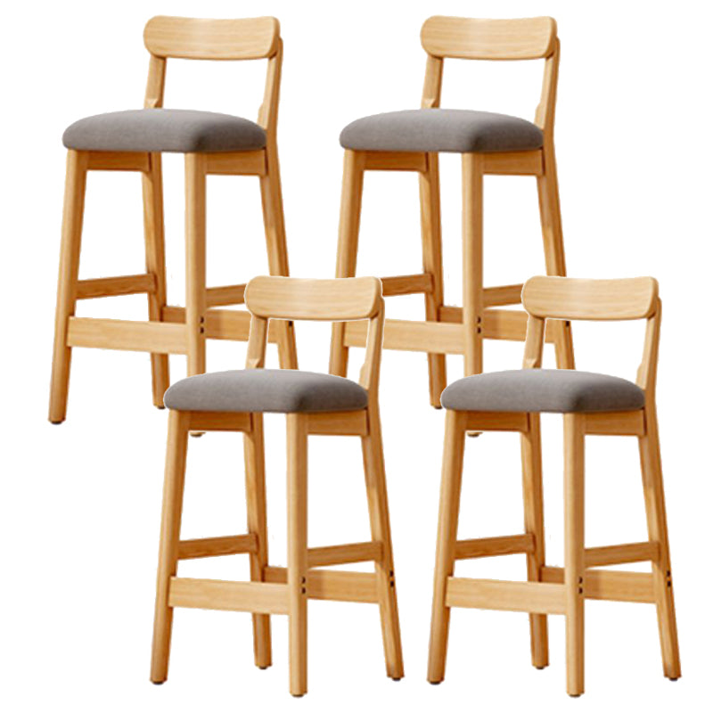 Scandinavian Wood Stool Fabric Upholstered Seat Counter Stool in Matte Finish Smoke Gray 4 Piece Set Clearhalo 'Bar Furniture' 'Bar Stools' 'bar_stools' 'furn' 'furn_bar_stools' 'Furniture' 'Kitchen & Dining Furniture' 5863913