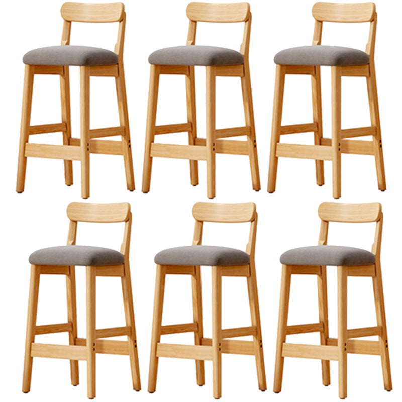 Scandinavian Wood Stool Fabric Upholstered Seat Counter Stool in Matte Finish Smoke Gray 6 Piece Set Clearhalo 'Bar Furniture' 'Bar Stools' 'bar_stools' 'furn' 'furn_bar_stools' 'Furniture' 'Kitchen & Dining Furniture' 5863914