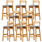 Scandinavian Wood Stool Fabric Upholstered Seat Counter Stool in Matte Finish Smoke Gray 8 Piece Set Clearhalo 'Bar Furniture' 'Bar Stools' 'bar_stools' 'furn' 'furn_bar_stools' 'Furniture' 'Kitchen & Dining Furniture' 5863915