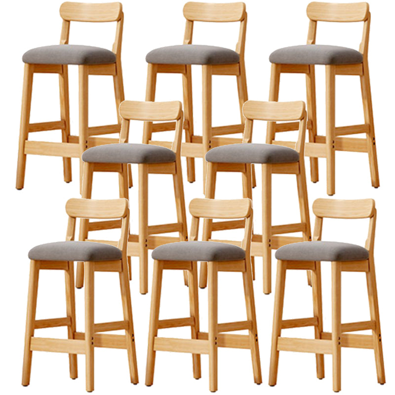 Scandinavian Wood Stool Fabric Upholstered Seat Counter Stool in Matte Finish Smoke Gray 8 Piece Set Clearhalo 'Bar Furniture' 'Bar Stools' 'bar_stools' 'furn' 'furn_bar_stools' 'Furniture' 'Kitchen & Dining Furniture' 5863915