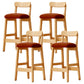 Scandinavian Wood Stool Fabric Upholstered Seat Counter Stool in Matte Finish Coffee 4 Piece Set Clearhalo 'Bar Furniture' 'Bar Stools' 'bar_stools' 'furn' 'furn_bar_stools' 'Furniture' 'Kitchen & Dining Furniture' 5863918