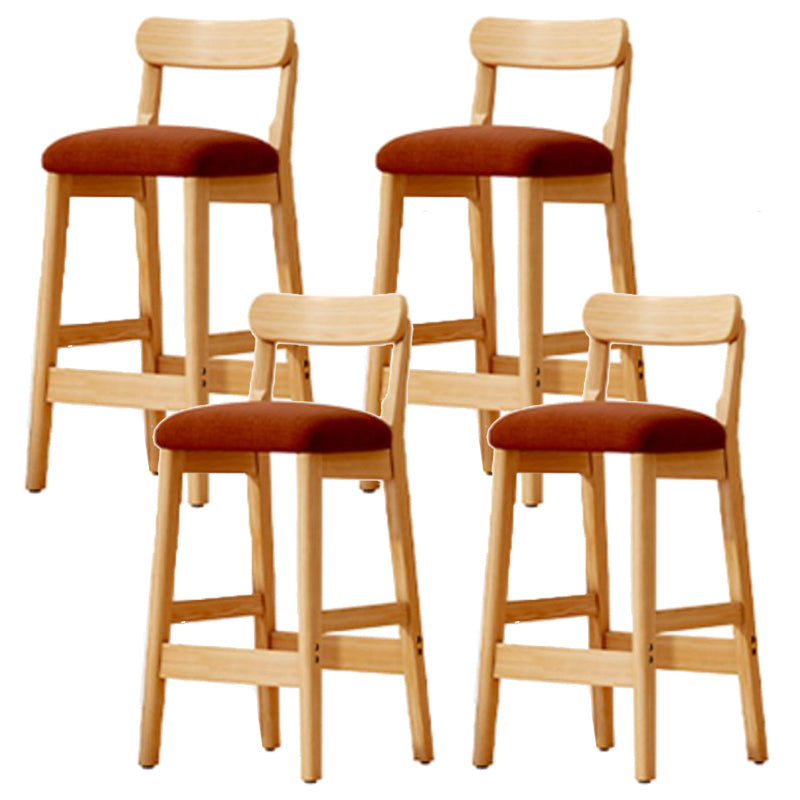 Scandinavian Wood Stool Fabric Upholstered Seat Counter Stool in Matte Finish Coffee 4 Piece Set Clearhalo 'Bar Furniture' 'Bar Stools' 'bar_stools' 'furn' 'furn_bar_stools' 'Furniture' 'Kitchen & Dining Furniture' 5863918