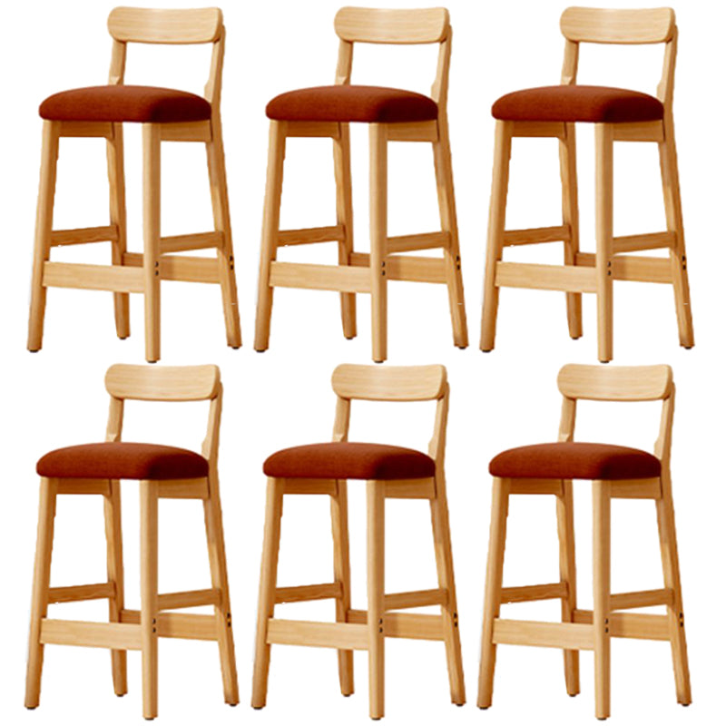 Scandinavian Wood Stool Fabric Upholstered Seat Counter Stool in Matte Finish Coffee 6 Piece Set Clearhalo 'Bar Furniture' 'Bar Stools' 'bar_stools' 'furn' 'furn_bar_stools' 'Furniture' 'Kitchen & Dining Furniture' 5863919