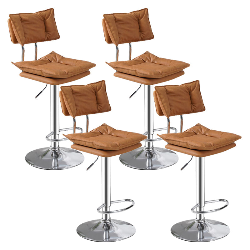 Scandinavian Metal Stool Upholstered Seat Counter Stool in Matte Finish