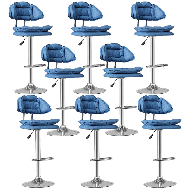 Scandinavian Metal Stool Upholstered Seat Counter Stool in Matte Finish