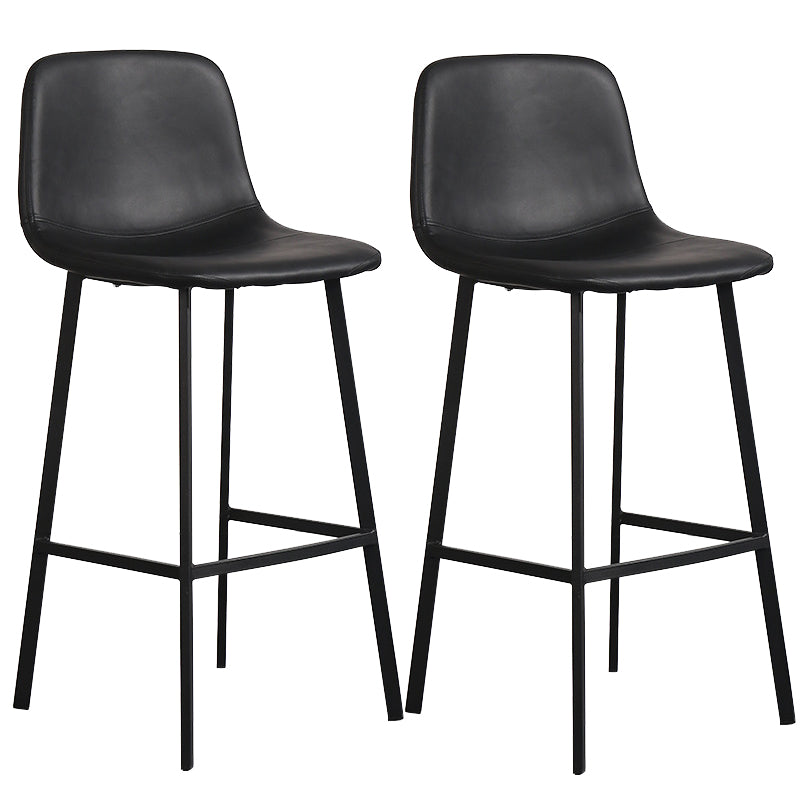 Scandinavian Metal Stool Faux Leather Upholstered Counter Stool Black 2 Piece Set Clearhalo 'Bar Furniture' 'Bar Stools' 'bar_stools' 'furn' 'furn_bar_stools' 'Furniture' 'Kitchen & Dining Furniture' 5863972