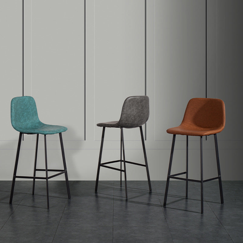 Scandinavian Metal Stool Faux Leather Upholstered Counter Stool Clearhalo 'Bar Furniture' 'Bar Stools' 'bar_stools' 'furn' 'furn_bar_stools' 'Furniture' 'Kitchen & Dining Furniture' 5863974