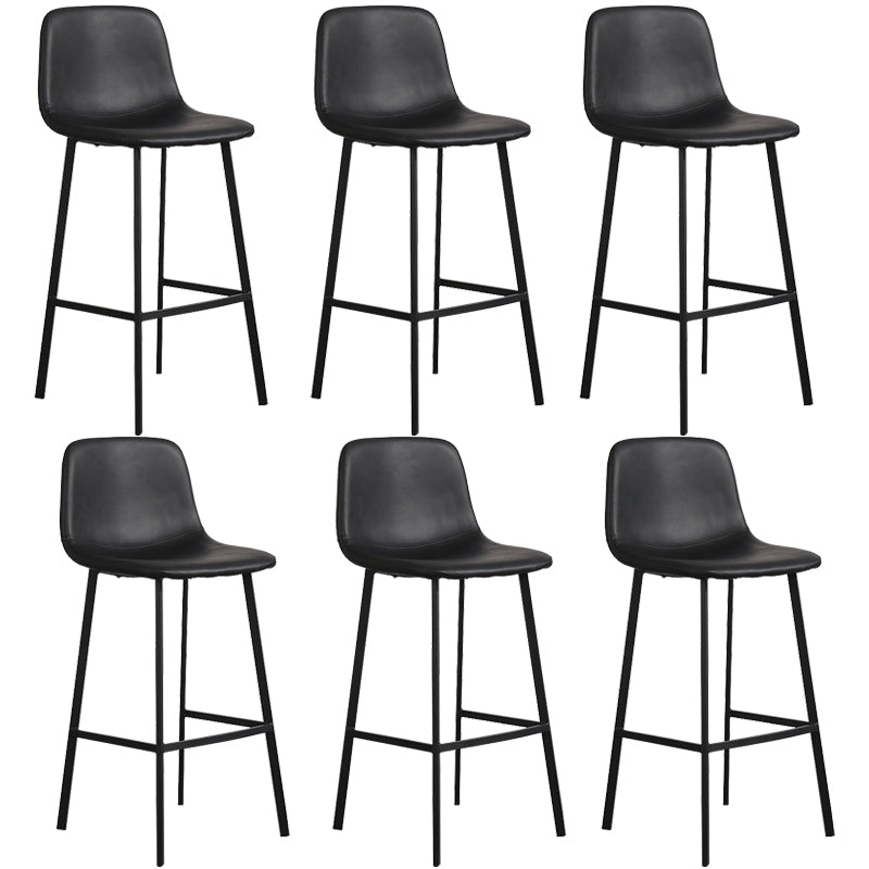 Scandinavian Metal Stool Faux Leather Upholstered Counter Stool Black 6 Piece Set Clearhalo 'Bar Furniture' 'Bar Stools' 'bar_stools' 'furn' 'furn_bar_stools' 'Furniture' 'Kitchen & Dining Furniture' 5863975