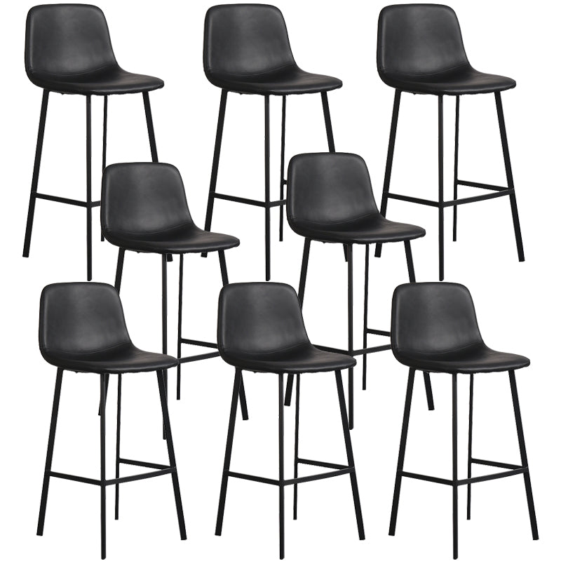 Scandinavian Metal Stool Faux Leather Upholstered Counter Stool Black 8 Piece Set Clearhalo 'Bar Furniture' 'Bar Stools' 'bar_stools' 'furn' 'furn_bar_stools' 'Furniture' 'Kitchen & Dining Furniture' 5863978