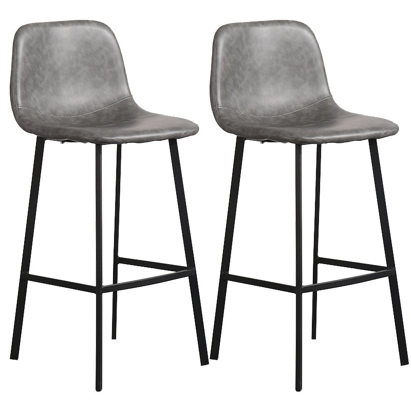 Scandinavian Metal Stool Faux Leather Upholstered Counter Stool Grey 2 Piece Set Clearhalo 'Bar Furniture' 'Bar Stools' 'bar_stools' 'furn' 'furn_bar_stools' 'Furniture' 'Kitchen & Dining Furniture' 5863980