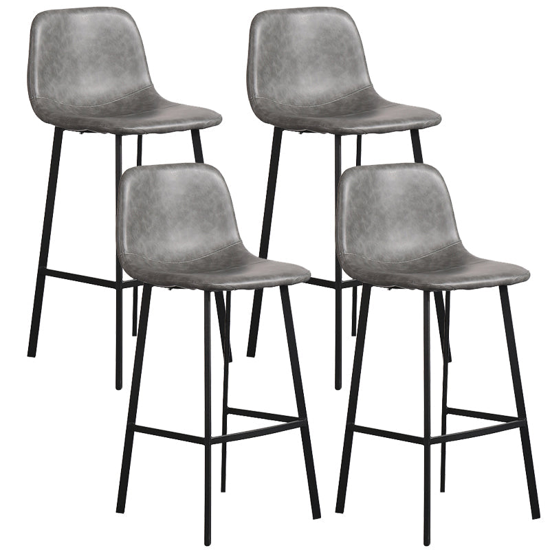 Scandinavian Metal Stool Faux Leather Upholstered Counter Stool Grey 4 Piece Set Clearhalo 'Bar Furniture' 'Bar Stools' 'bar_stools' 'furn' 'furn_bar_stools' 'Furniture' 'Kitchen & Dining Furniture' 5863983