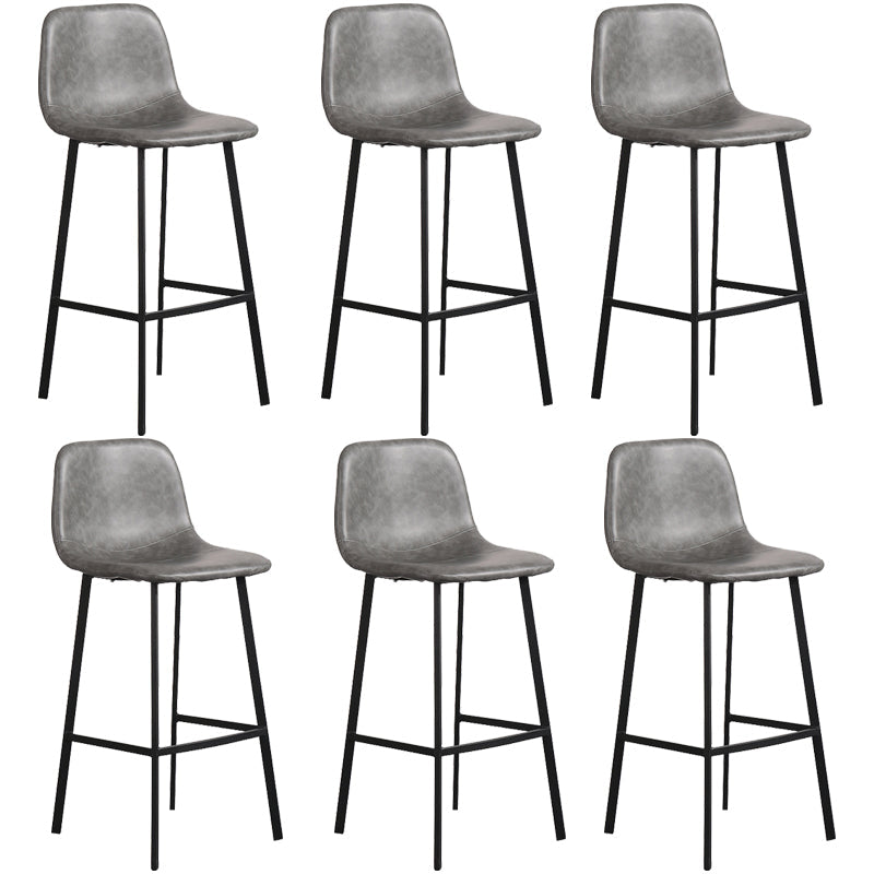 Scandinavian Metal Stool Faux Leather Upholstered Counter Stool Grey 6 Piece Set Clearhalo 'Bar Furniture' 'Bar Stools' 'bar_stools' 'furn' 'furn_bar_stools' 'Furniture' 'Kitchen & Dining Furniture' 5863985