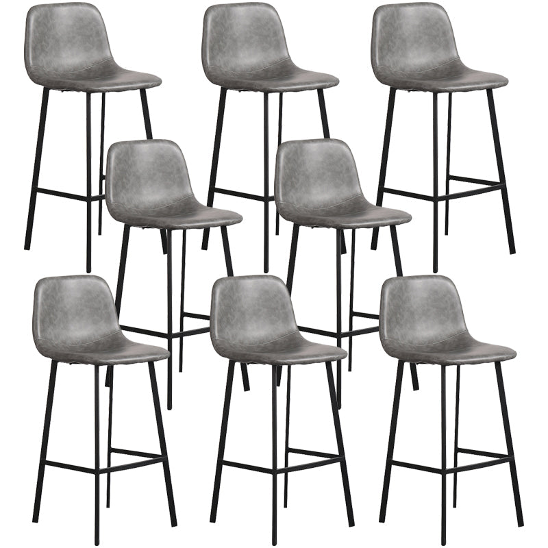 Scandinavian Metal Stool Faux Leather Upholstered Counter Stool Grey 8 Piece Set Clearhalo 'Bar Furniture' 'Bar Stools' 'bar_stools' 'furn' 'furn_bar_stools' 'Furniture' 'Kitchen & Dining Furniture' 5863987