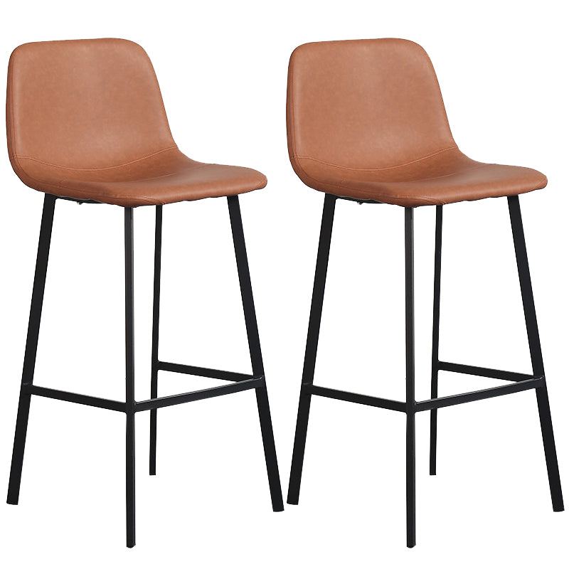 Scandinavian Metal Stool Faux Leather Upholstered Counter Stool Brown 2 Piece Set Clearhalo 'Bar Furniture' 'Bar Stools' 'bar_stools' 'furn' 'furn_bar_stools' 'Furniture' 'Kitchen & Dining Furniture' 5863988