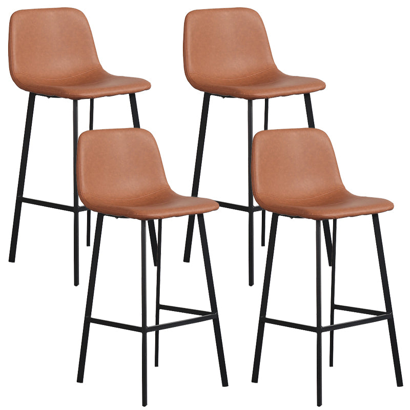 Scandinavian Metal Stool Faux Leather Upholstered Counter Stool Brown 4 Piece Set Clearhalo 'Bar Furniture' 'Bar Stools' 'bar_stools' 'furn' 'furn_bar_stools' 'Furniture' 'Kitchen & Dining Furniture' 5863989