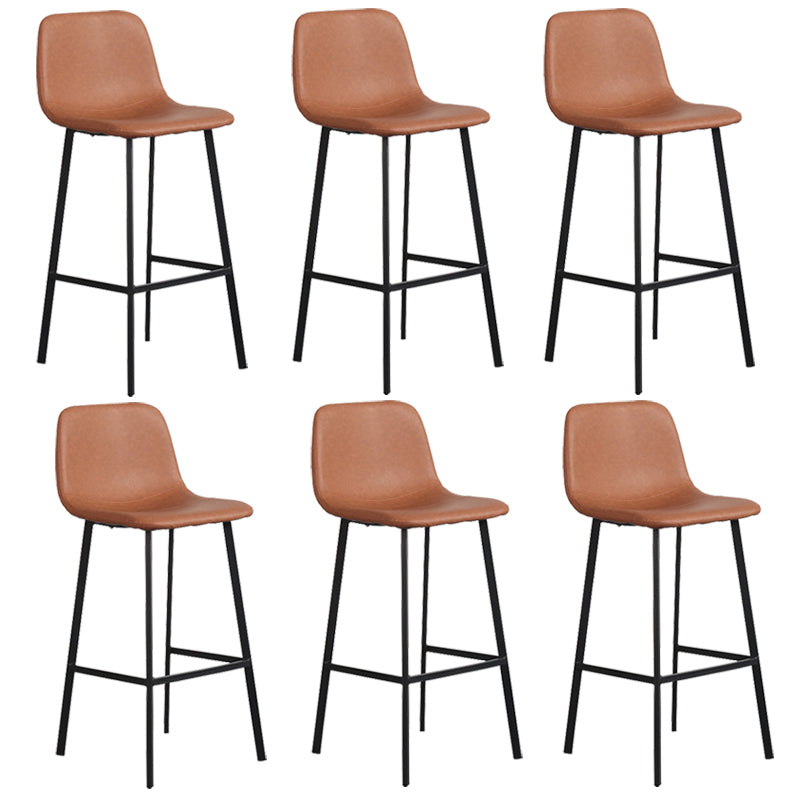 Scandinavian Metal Stool Faux Leather Upholstered Counter Stool Brown 6 Piece Set Clearhalo 'Bar Furniture' 'Bar Stools' 'bar_stools' 'furn' 'furn_bar_stools' 'Furniture' 'Kitchen & Dining Furniture' 5863990