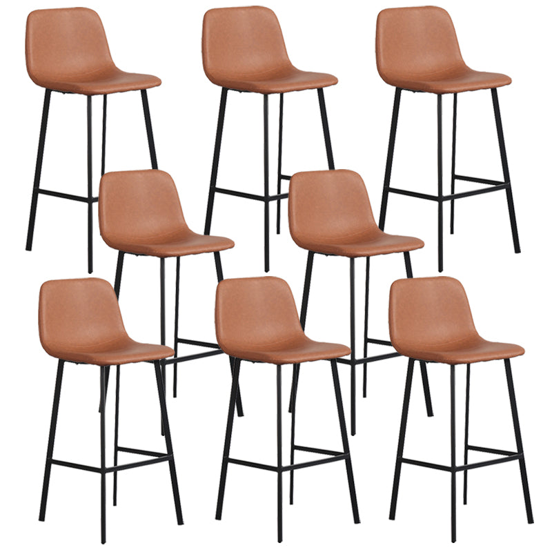 Scandinavian Metal Stool Faux Leather Upholstered Counter Stool Brown 8 Piece Set Clearhalo 'Bar Furniture' 'Bar Stools' 'bar_stools' 'furn' 'furn_bar_stools' 'Furniture' 'Kitchen & Dining Furniture' 5863991