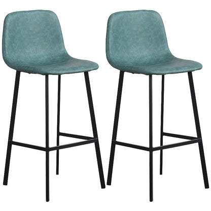 Scandinavian Metal Stool Faux Leather Upholstered Counter Stool Blue 2 Piece Set Clearhalo 'Bar Furniture' 'Bar Stools' 'bar_stools' 'furn' 'furn_bar_stools' 'Furniture' 'Kitchen & Dining Furniture' 5863992