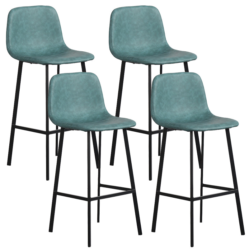 Scandinavian Metal Stool Faux Leather Upholstered Counter Stool Blue 4 Piece Set Clearhalo 'Bar Furniture' 'Bar Stools' 'bar_stools' 'furn' 'furn_bar_stools' 'Furniture' 'Kitchen & Dining Furniture' 5863993