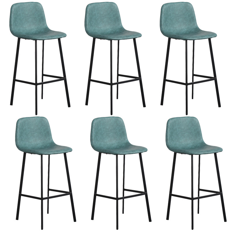 Scandinavian Metal Stool Faux Leather Upholstered Counter Stool Blue 6 Piece Set Clearhalo 'Bar Furniture' 'Bar Stools' 'bar_stools' 'furn' 'furn_bar_stools' 'Furniture' 'Kitchen & Dining Furniture' 5863994