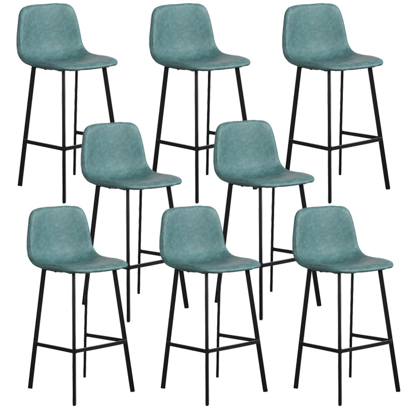 Scandinavian Metal Stool Faux Leather Upholstered Counter Stool Blue 8 Piece Set Clearhalo 'Bar Furniture' 'Bar Stools' 'bar_stools' 'furn' 'furn_bar_stools' 'Furniture' 'Kitchen & Dining Furniture' 5863995