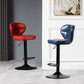 Scandinavian Metal Stool Adjustable Low Back Faux Leather Upholstered Counter Stool