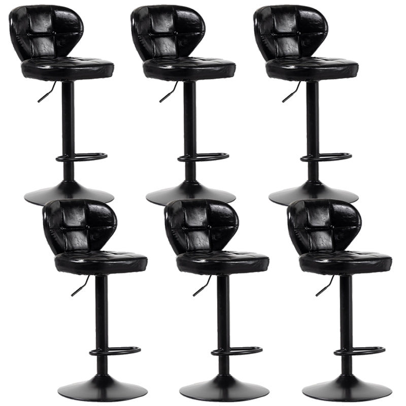 Scandinavian Metal Stool Adjustable Low Back Faux Leather Upholstered Counter Stool