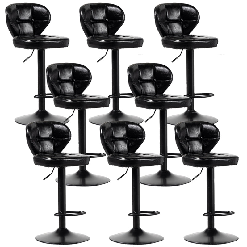 Scandinavian Metal Stool Adjustable Low Back Faux Leather Upholstered Counter Stool