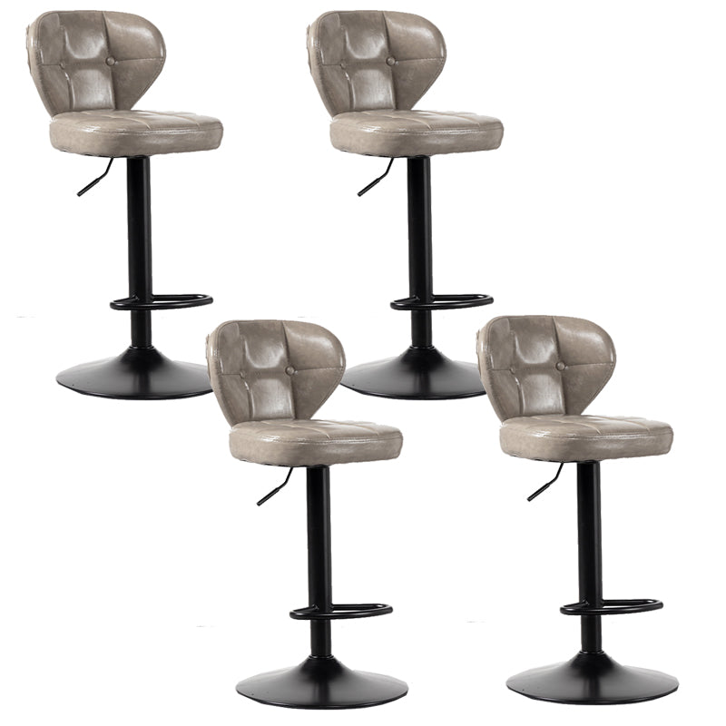 Scandinavian Metal Stool Adjustable Low Back Faux Leather Upholstered Counter Stool