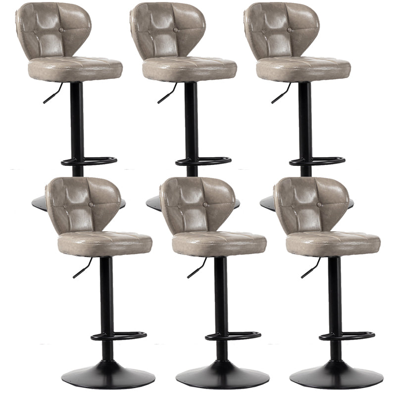 Scandinavian Metal Stool Adjustable Low Back Faux Leather Upholstered Counter Stool