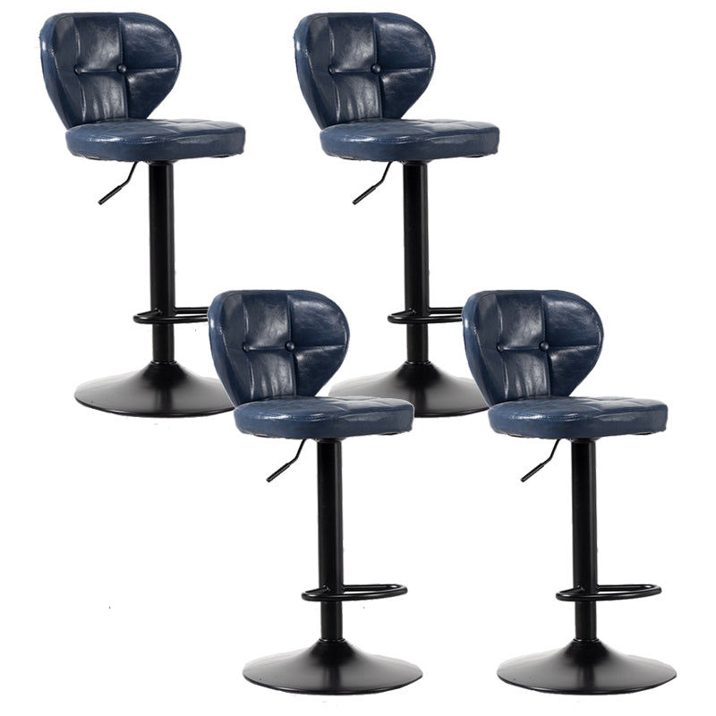 Scandinavian Metal Stool Adjustable Low Back Faux Leather Upholstered Counter Stool