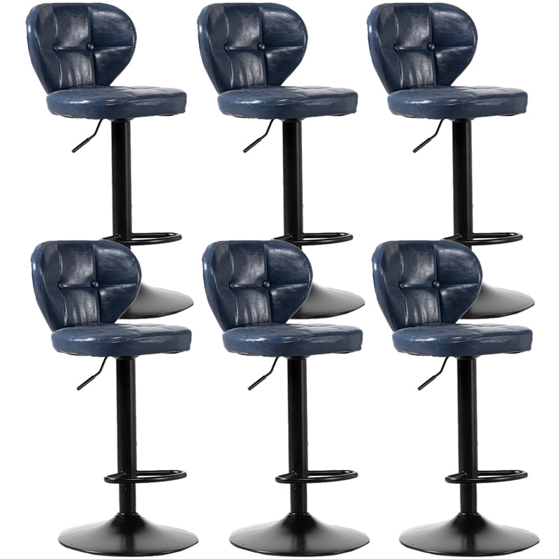 Scandinavian Metal Stool Adjustable Low Back Faux Leather Upholstered Counter Stool