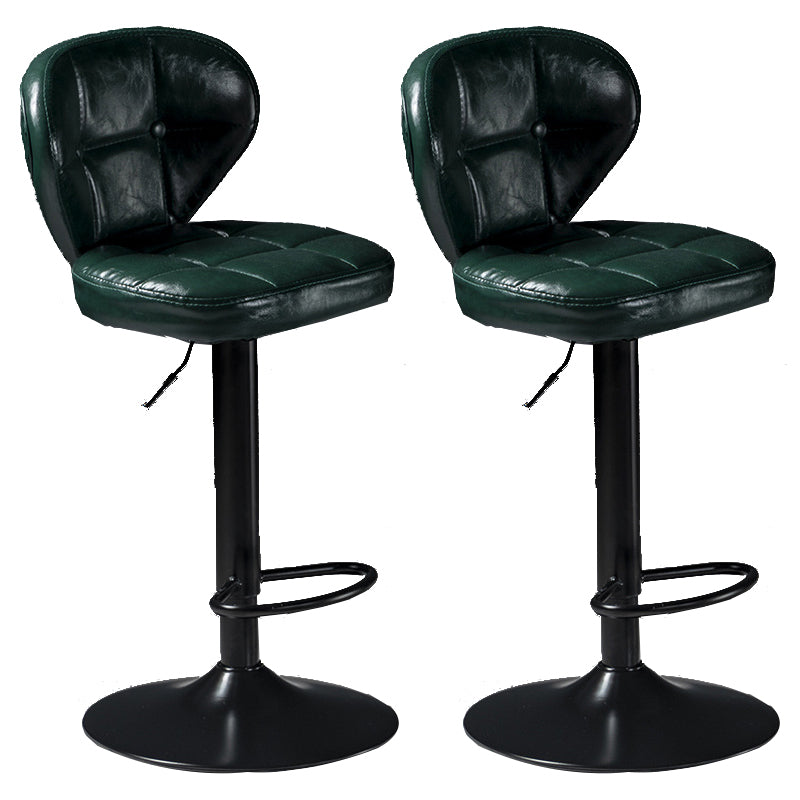 Scandinavian Metal Stool Adjustable Low Back Faux Leather Upholstered Counter Stool