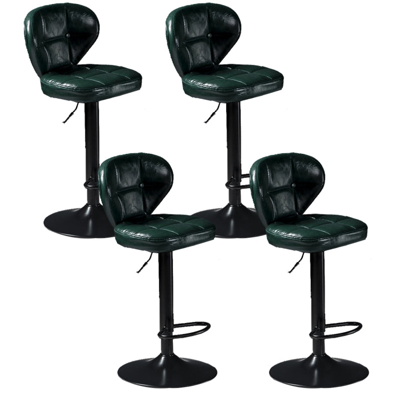 Scandinavian Metal Stool Adjustable Low Back Faux Leather Upholstered Counter Stool