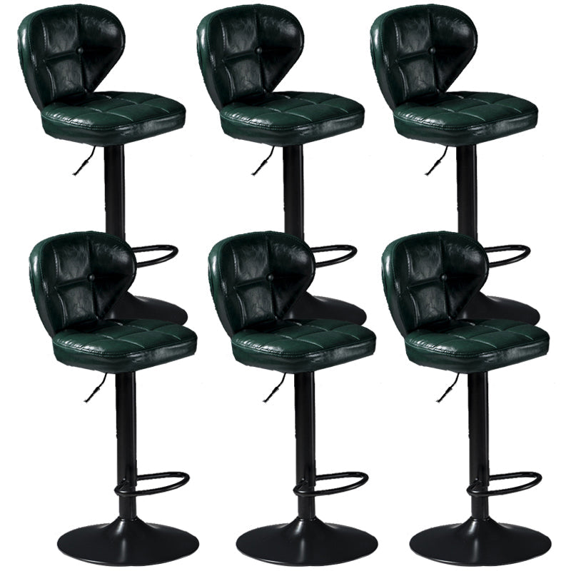 Scandinavian Metal Stool Adjustable Low Back Faux Leather Upholstered Counter Stool