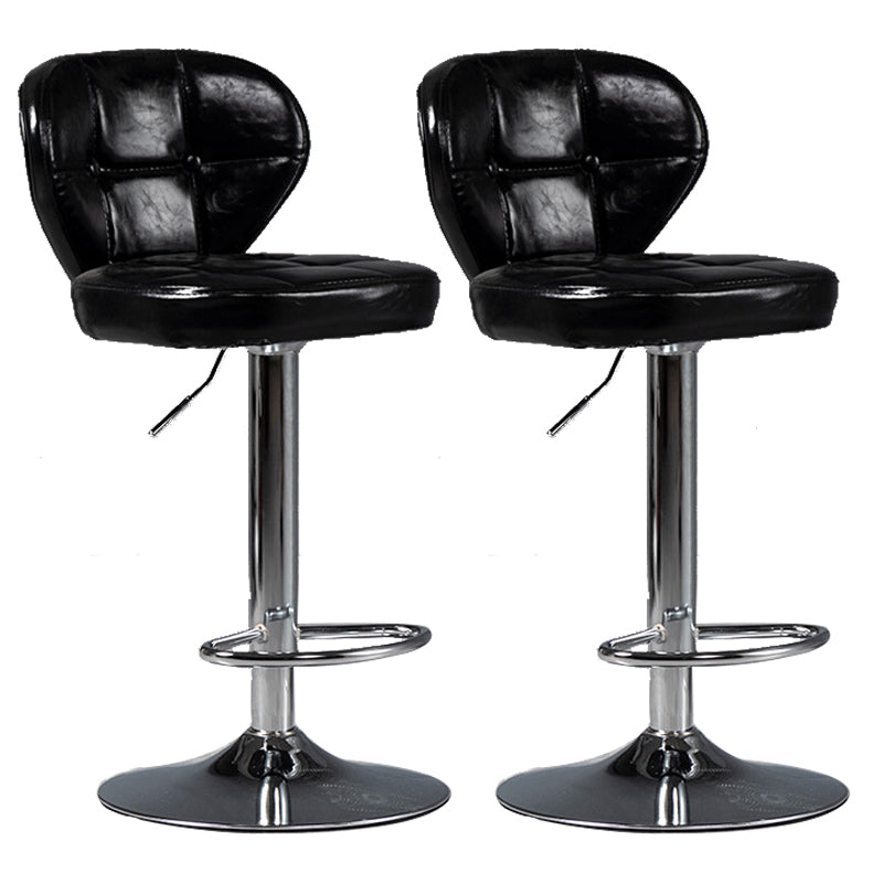 Scandinavian Metal Stool Adjustable Low Back Faux Leather Upholstered Counter Stool