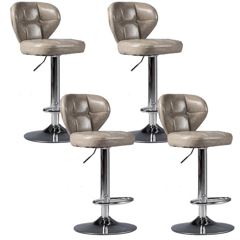 Scandinavian Metal Stool Adjustable Low Back Faux Leather Upholstered Counter Stool