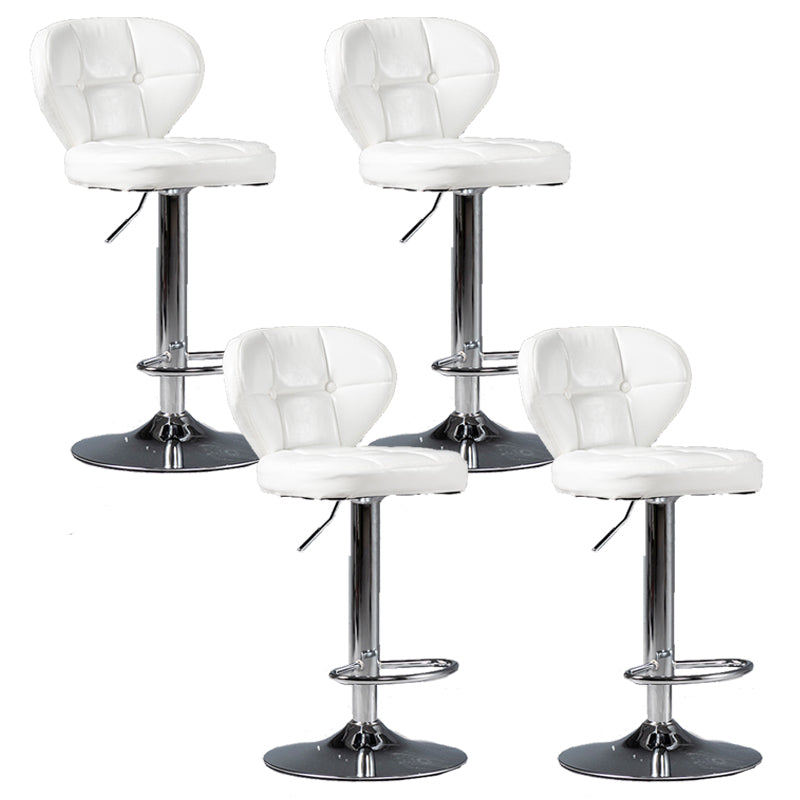 Scandinavian Metal Stool Adjustable Low Back Faux Leather Upholstered Counter Stool