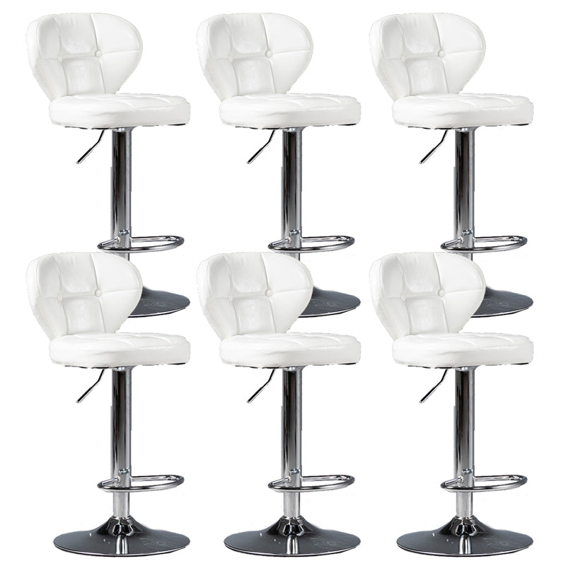 Scandinavian Metal Stool Adjustable Low Back Faux Leather Upholstered Counter Stool