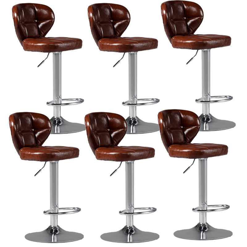 Scandinavian Metal Stool Adjustable Low Back Faux Leather Upholstered Counter Stool